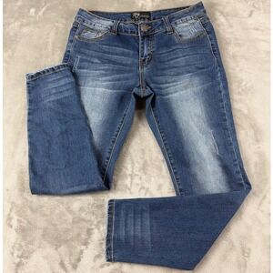 Rock & Royal Womens Distressed Skinny Jeans Medium Wash Blue Size 9
